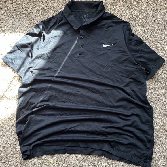 Nike Mens Black Colorblock Dri-Fit Polo Shirt Size xxl Nike Logo Reflective - Picture 1 of 6